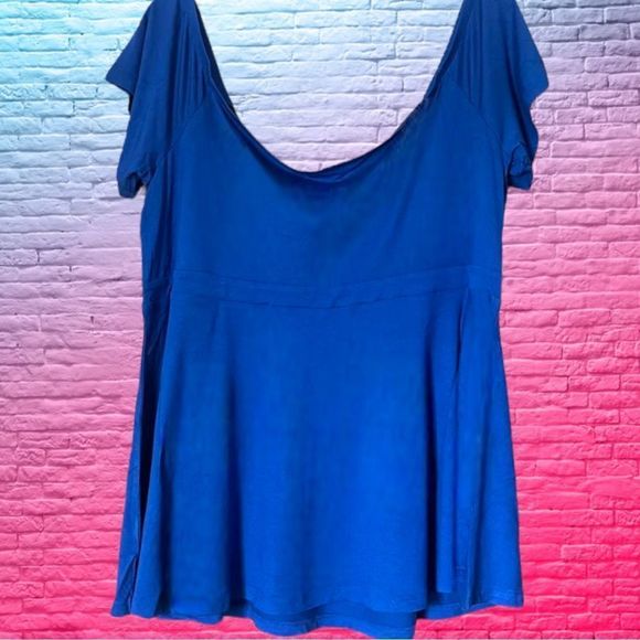 Torrid Blue Babydoll Super Soft Tie-Front Off-Shoulder Top NWT - Picture 5 of 15